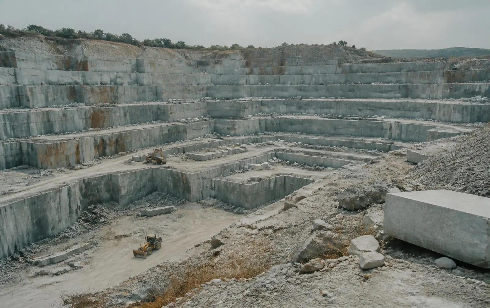 Kota Stone limestone quarry benches in Rajasthan
